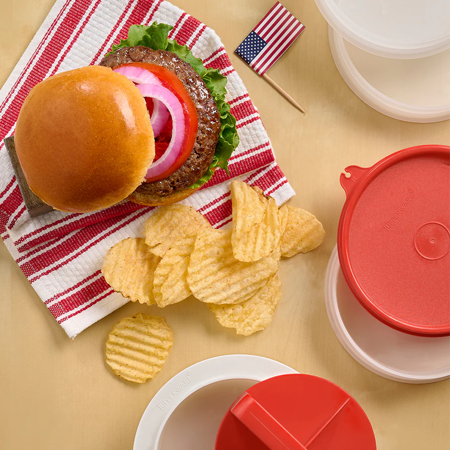Tupperware® Hamburger Press & Keepers Set | Large Patty Mold & Storage - Image 3